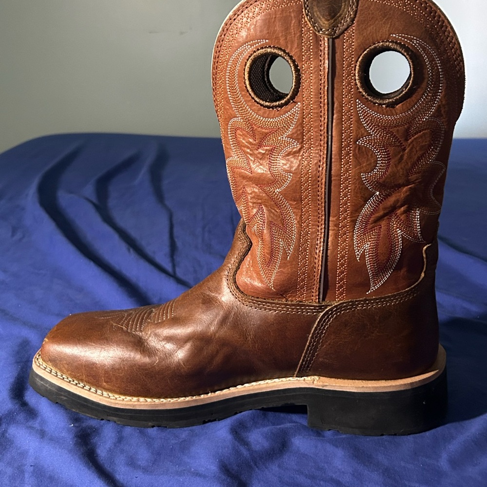 Tony Lama Tan Leather Cowboy Boots steel toe Make a reasonable Offer. - Picture 4 of 9